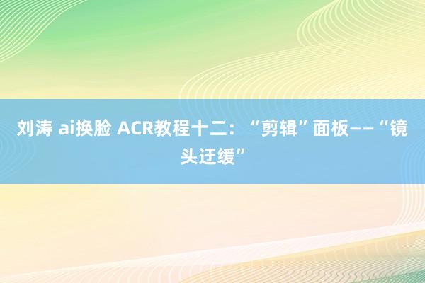 刘涛 ai换脸 ACR教程十二：“剪辑”面板——“镜头迂缓”