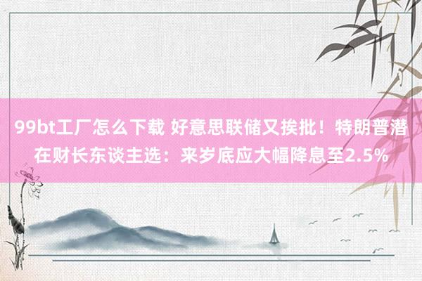 99bt工厂怎么下载 好意思联储又挨批！特朗普潜在财长东谈主选：来岁底应大幅降息至2.5%