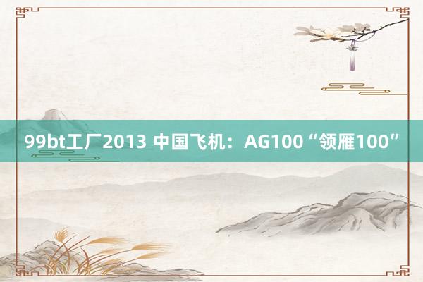 99bt工厂2013 中国飞机：AG100“领雁100”