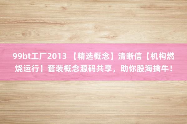 99bt工厂2013 【精选概念】清晰信【机构燃烧运行】套装概念源码共享，助你股海擒牛！