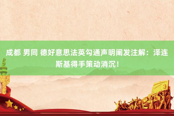 成都 男同 德好意思法英勾通声明阐发注解：泽连斯基得手策动消沉！