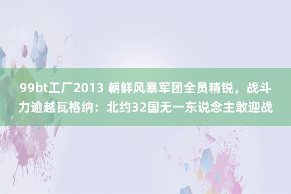 99bt工厂2013 朝鲜风暴军团全员精锐，战斗力逾越瓦格纳：北约32国无一东说念主敢迎战