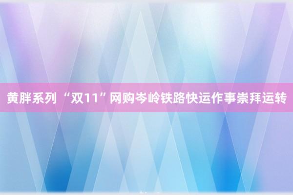 黄胖系列 “双11”网购岑岭铁路快运作事崇拜运转