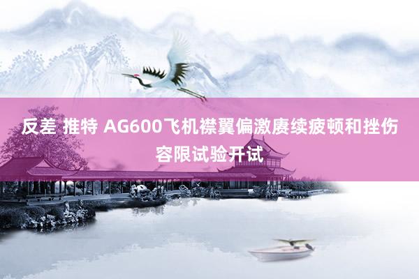 反差 推特 AG600飞机襟翼偏激赓续疲顿和挫伤容限试验开试