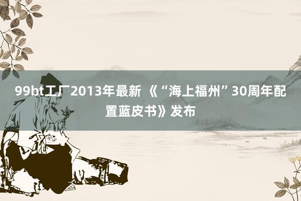 99bt工厂2013年最新 《“海上福州”30周年配置蓝皮书》发布