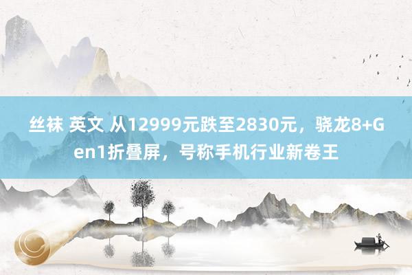 丝袜 英文 从12999元跌至2830元，骁龙8+Gen1折叠屏，号称手机行业新卷王