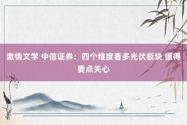 激情文学 中信证券：四个维度看多光伏板块 值得要点关心