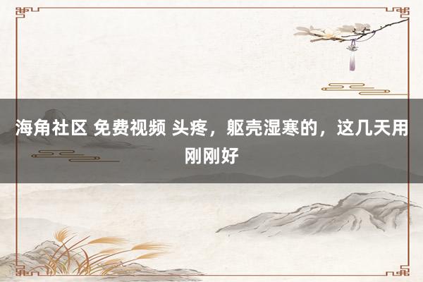 海角社区 免费视频 头疼,躯壳湿寒的,这几天用刚刚好