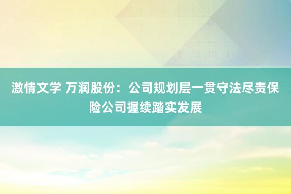 激情文学 万润股份：公司规划层一贯守法尽责保险公司握续踏实发展