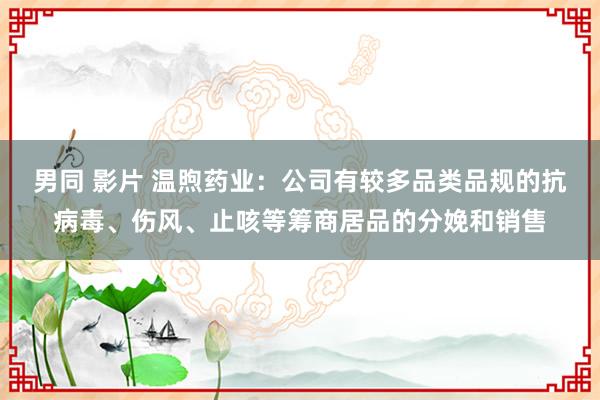 男同 影片 温煦药业：公司有较多品类品规的抗病毒、伤风、止咳等筹商居品的分娩和销售