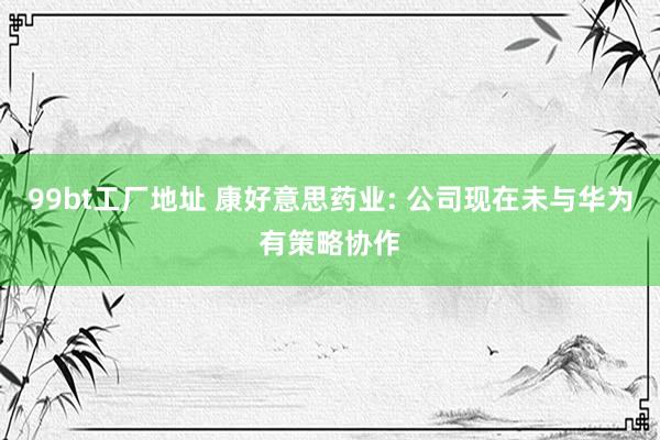 99bt工厂地址 康好意思药业: 公司现在未与华为有策略协作