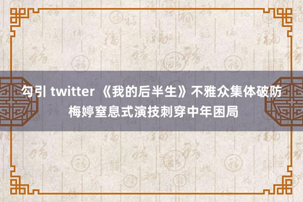 勾引 twitter 《我的后半生》不雅众集体破防 梅婷窒息式演技刺穿中年困局