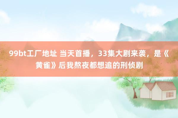 99bt工厂地址 当天首播，33集大剧来袭，是《黄雀》后我熬夜都想追的刑侦剧