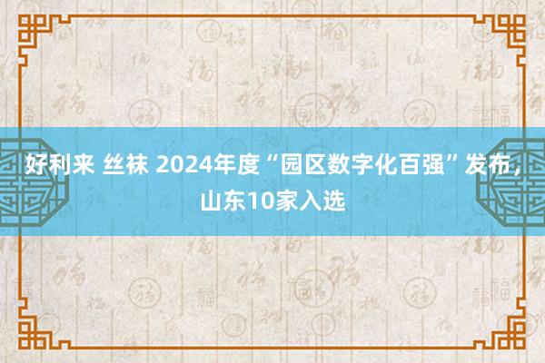 好利来 丝袜 2024年度“园区数字化百强”发布，山东10家入选
