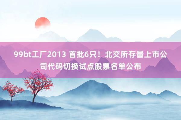 99bt工厂2013 首批6只！北交所存量上市公司代码切换试点股票名单公布