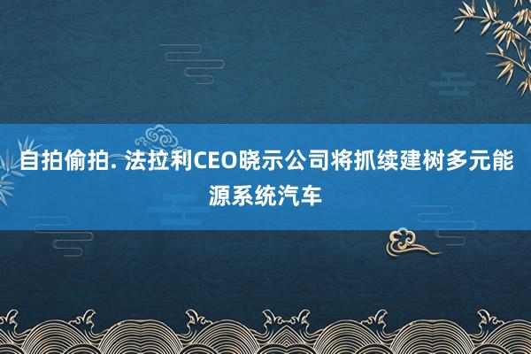 自拍偷拍. 法拉利CEO晓示公司将抓续建树多元能源系统汽车