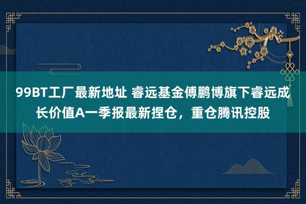99BT工厂最新地址 睿远基金傅鹏博旗下睿远成长价值A一季报最新捏仓，重仓腾讯控股