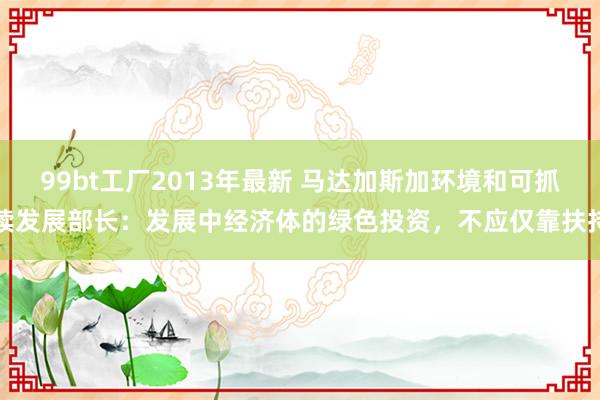 99bt工厂2013年最新 马达加斯加环境和可抓续发展部长：发展中经济体的绿色投资，不应仅靠扶持
