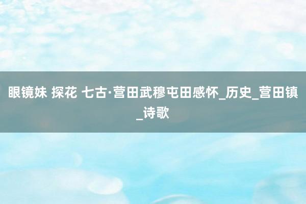 眼镜妹 探花 七古·营田武穆屯田感怀_历史_营田镇_诗歌