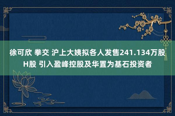 徐可欣 拳交 沪上大姨拟各人发售241.134万股H股 引入盈峰控股及华置为基石投资者